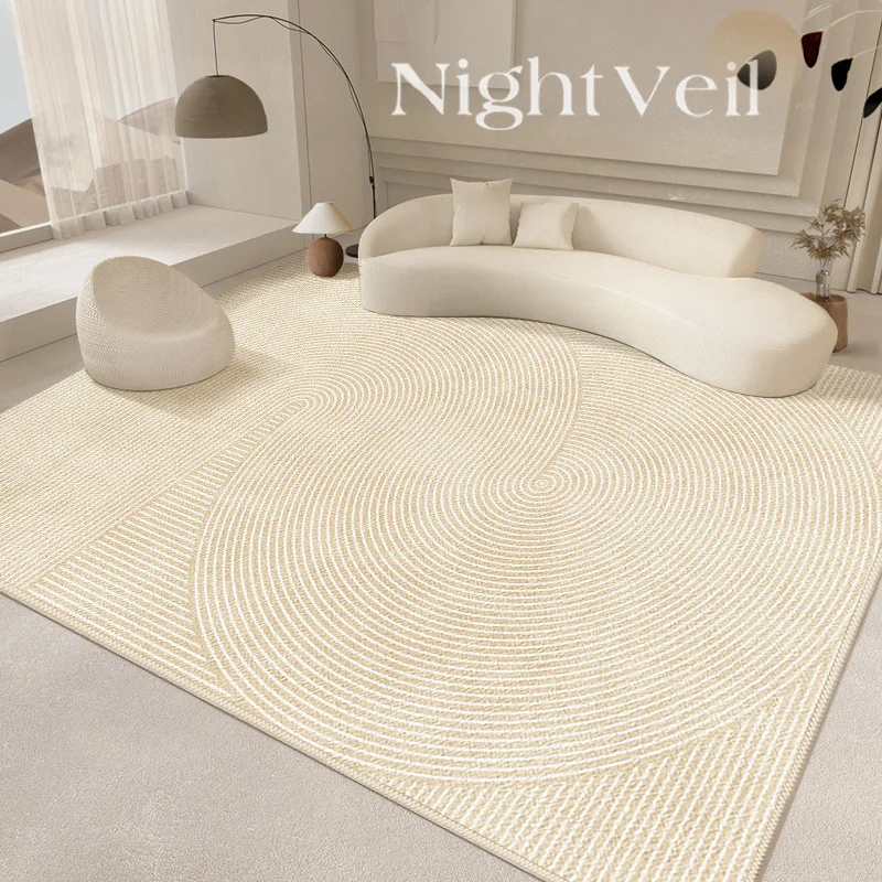 

Japanese Style Living Room Decoration Striped Carpet Thickened Cream Non-slip Mat Fluffy Soft Study Rug Simple Rugs for Bedroom