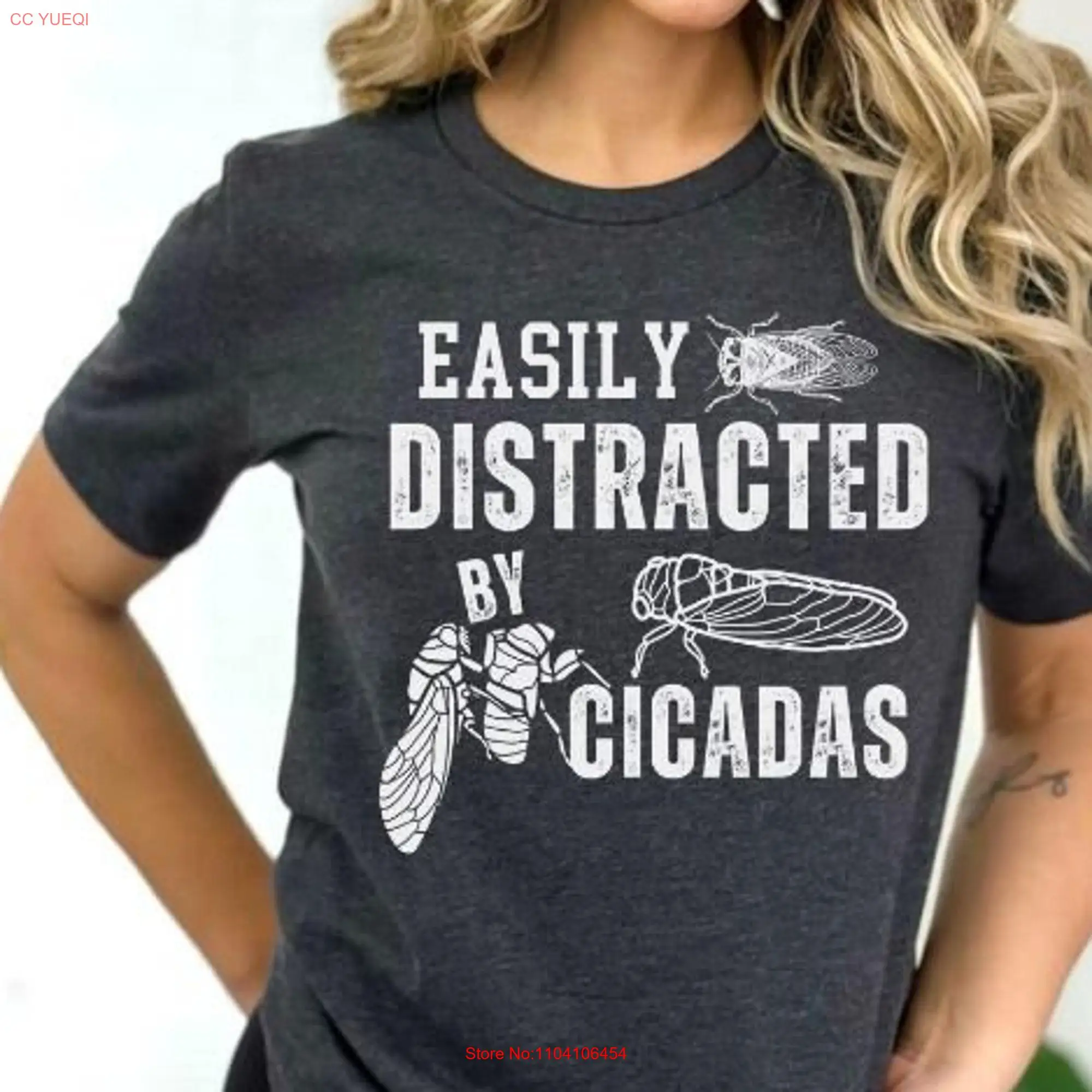 Cicada T Shirt 2024 Cicadas Easily Distracted 17 Year Brood X XIX XIII Insect GifT long or short sleeves