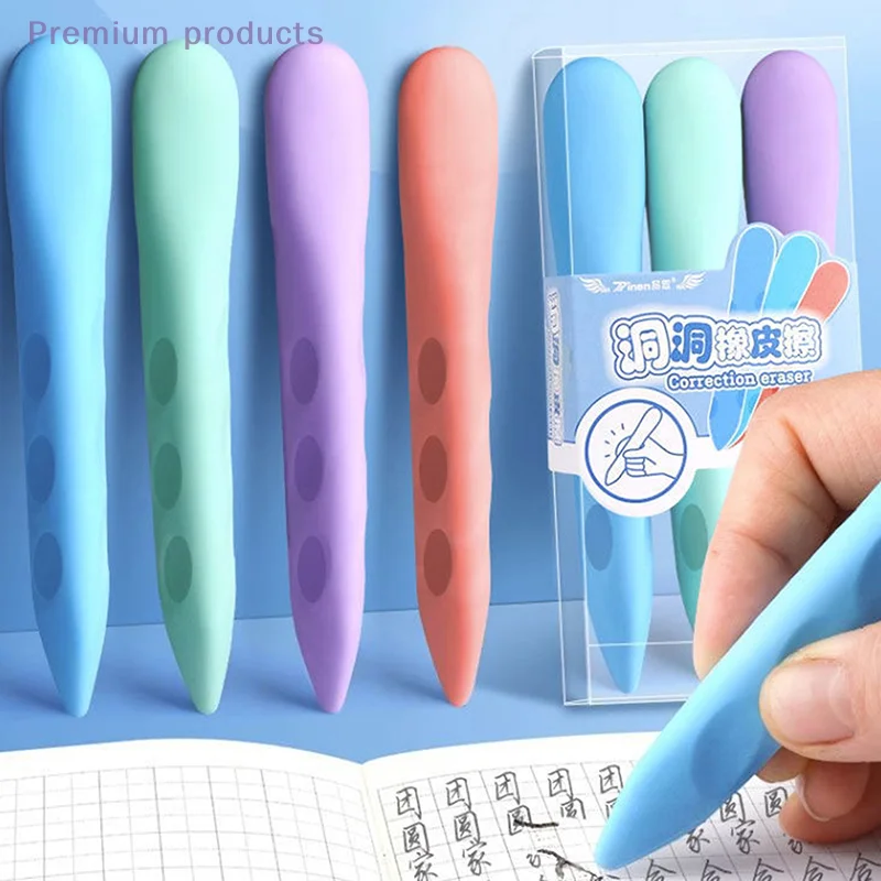 3 Buah Set Penghapus Lubang Kreatif untuk Siswa Sekolah Dasar-Penghapusan Bersih Tanpa Bekas Tanpa Remah Perlengkapan Kantor Koreksi Pensil