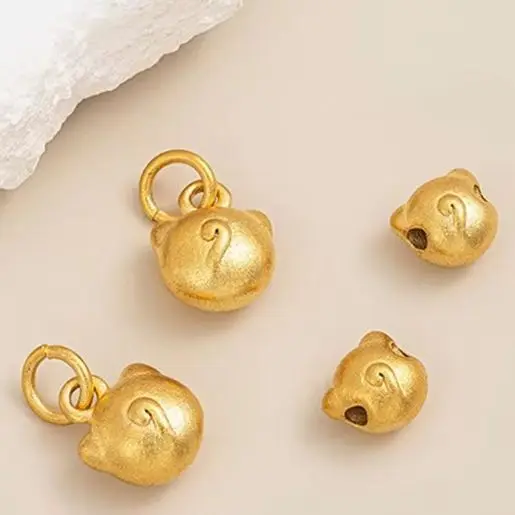 

Sandgold round Cat Head Through-hole Beaded Pendant 1pcs DIY Material for Beaded Bracelet Jewelry Making Accessory