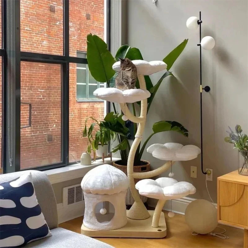 

Wholesales Luxury Modern Style Wood Floral Cat Tree Tower Climbing Furniture Flower for Kitty Gift cat furniture