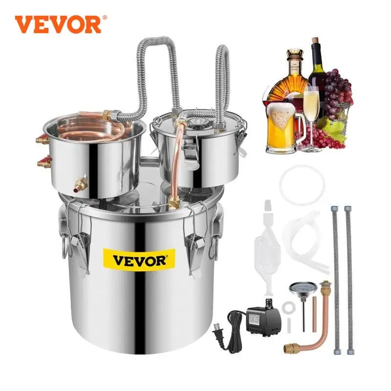 VEVOR 20L 30L Water Alcohol Brewing Distiller DIY Moonshine Apparatus Stainless Steel Still Whisky Beer Brandy Home Appliance