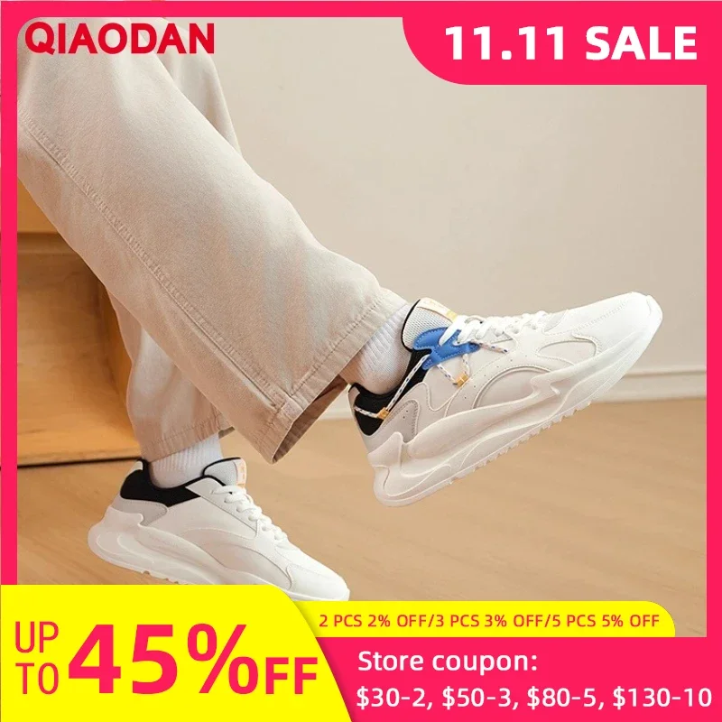 

QIAODAN/мужская повседневная обувь для скейтбординга, осень 2022, новая кожаная непромокаемая обувь для отдыха с низким берцем для подростков QXL043254425R