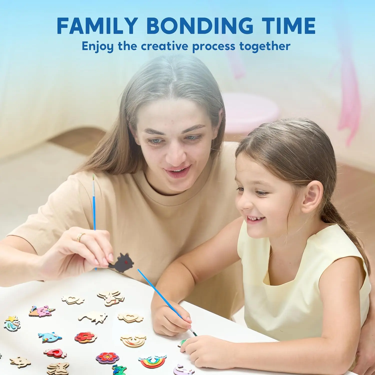 JOYFY 12 szt. Fantazyjne drewniane magnesy Jednorożec do malowania, rękodzieła, zabawki na wiosnę i deszczowe dni, prezent urodzinowy/świąteczny dla dzieci