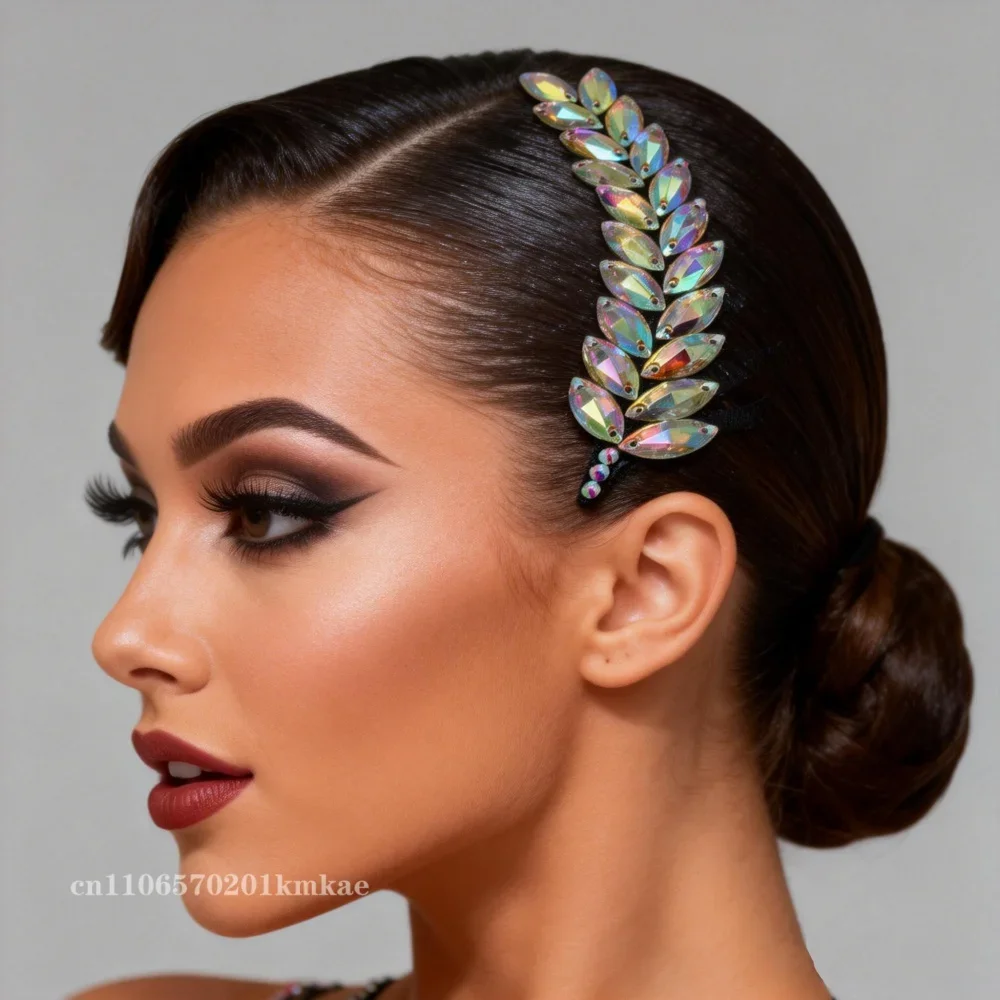 Belly Accessories Latin Dance AB Stones Headwear Modern Dancing Social Dances Performance Ornaments Head Flower Hairpin