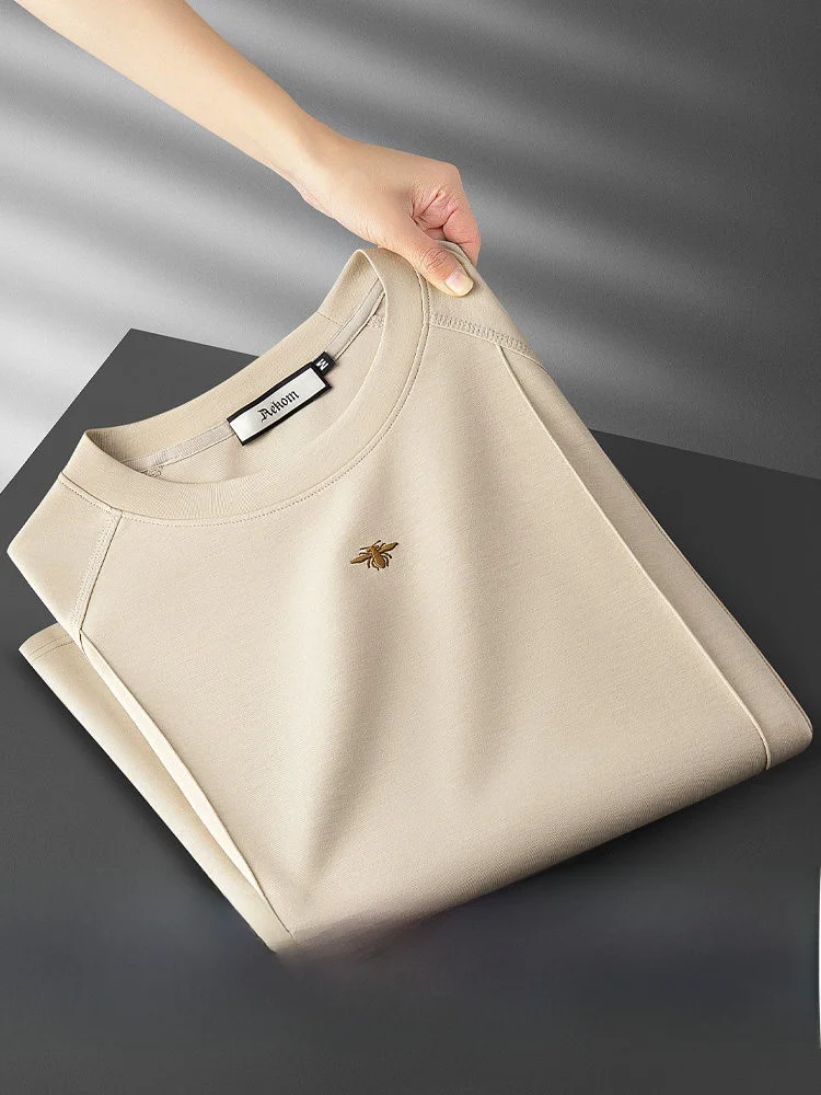 

Мужская летняя футболка из модального хлопка с круглым вырезом и коротким рукавом, мягкая, удобная, с вышивкой в виде пчелы, повседневный модный топ