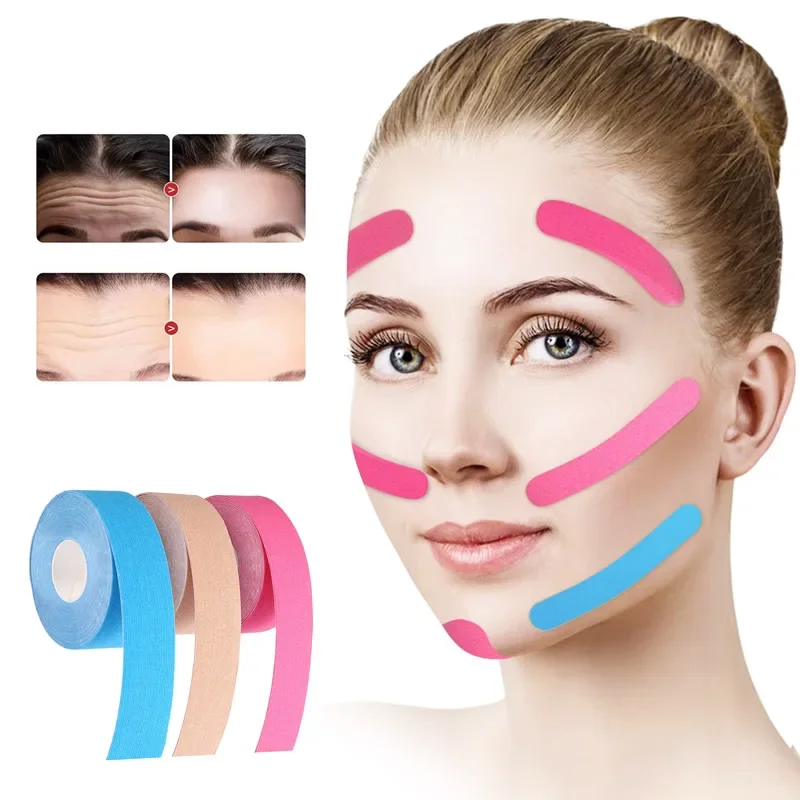 Facial Neck Lift Kinesiology เทป Anti Wrinkle Patches Anti Freeze ผ้าพันแผลสำหรับ Unisex กระชับผิวความงาม Myofascial Release