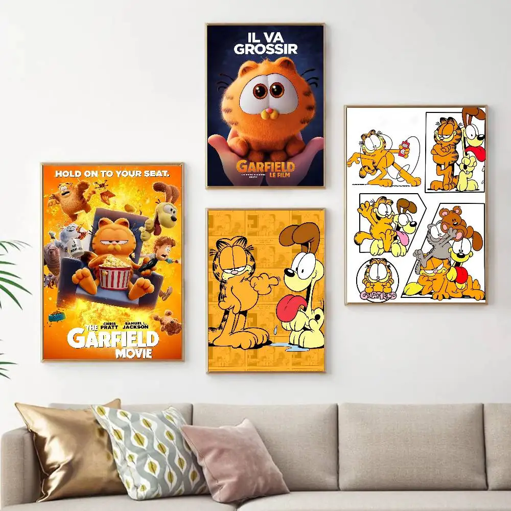 1pc Cartoon G-Garfields-s Poster Home Living Bed Room Bar Hallway Sticky Wall Art Printing Waterproof Aesthetic Decor