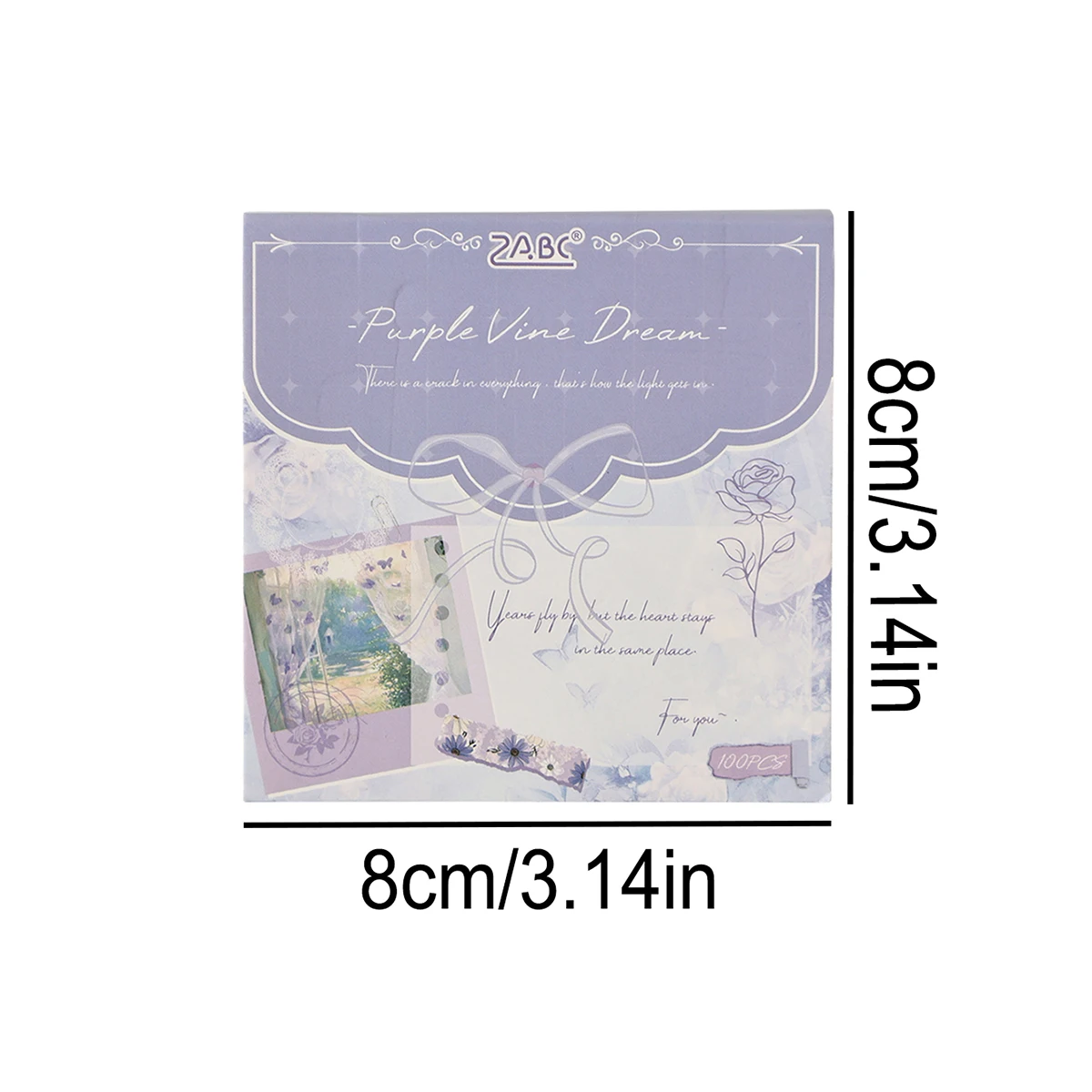 100pcs Exquisite Plant And Flower Pattern Square Non-sticky Paper,Diy Journal And Diary Decoration Base Material,Writable Notes