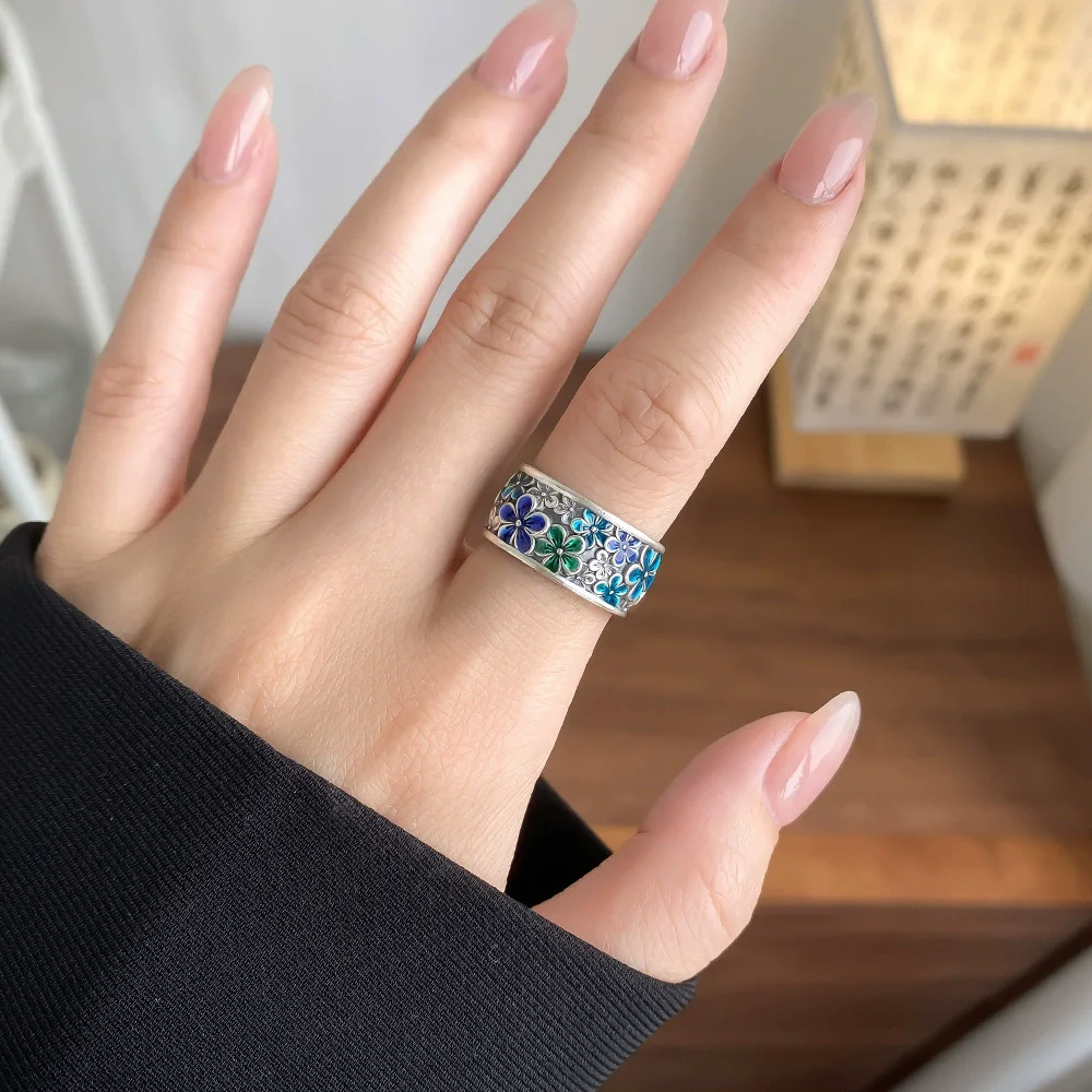 XIYANIKE Ethnic Drip Glaze Flower Adjustable Rings For Women Classic Sweet Fashion New Jewelry Gift Party Birthday anillos