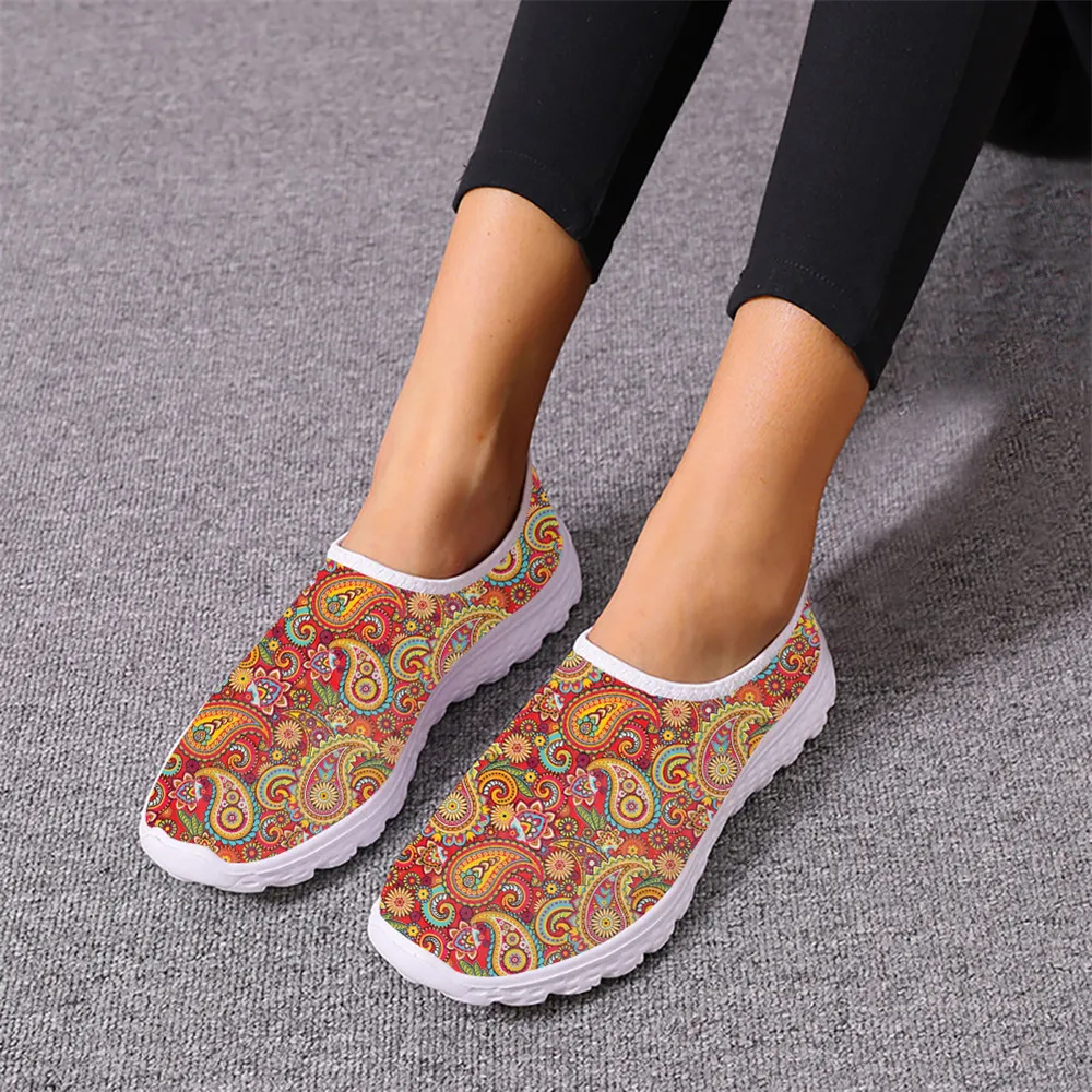 Blue Paisley Pattern Ladies Spring Autumn Vulcanized Shoes Breathable Trend Comfortable Lace Up Sneakers Outdoor Work  Footwear