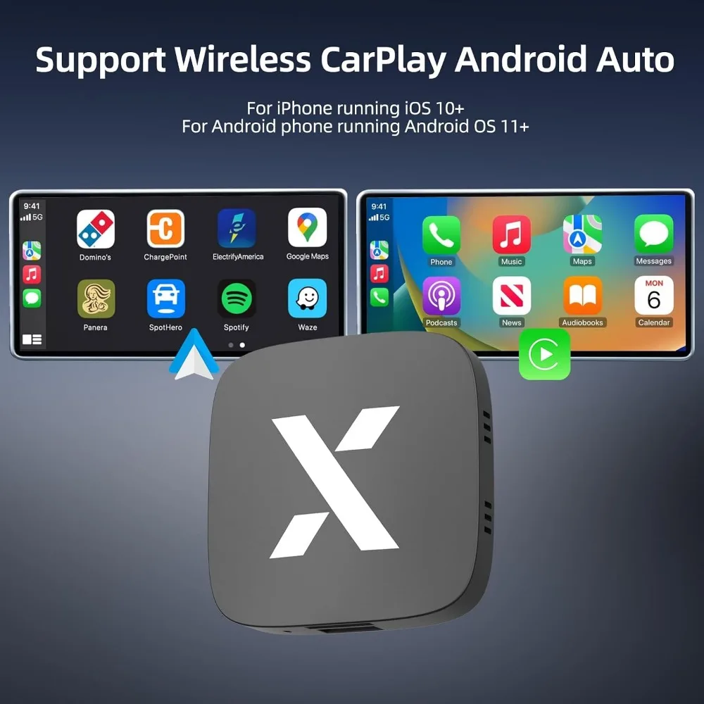 Wireless Streaming Device for CarPlay and Android Auto, Supports Media Streaming, USB & TF Cards, USB A & C Compatibility view 3