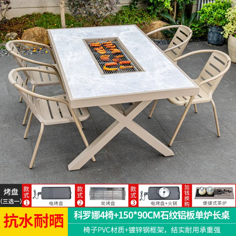 

Столы и стулья для барбекю, открытый двор, уличная вилла, сад, отдых, новый китайский многофункциональный стол и стулья для барбекю, расческа