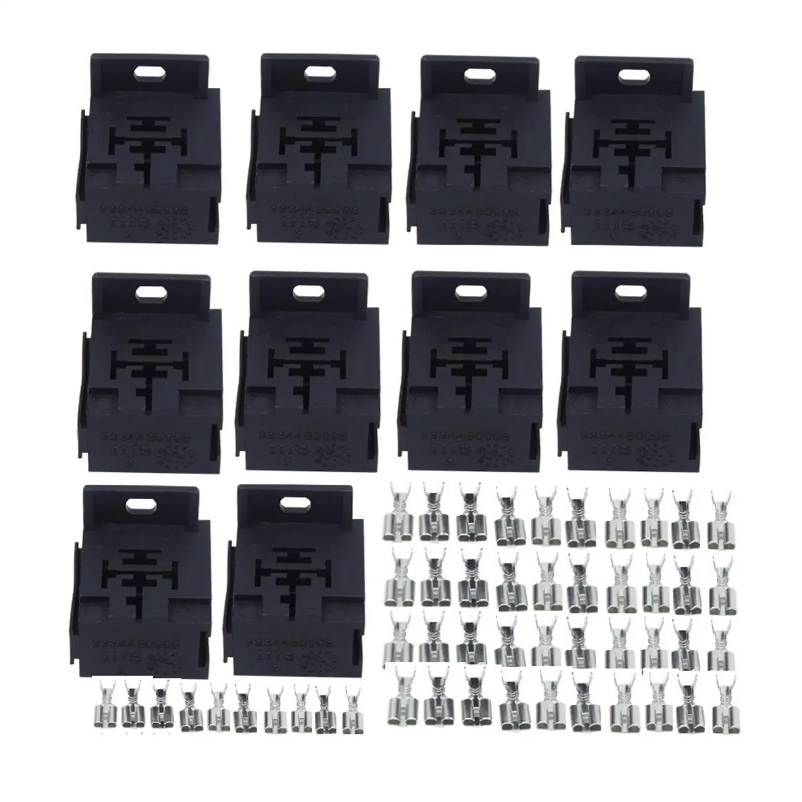 10 Pieces Relay Sockets Holder Connector 12V/24V 30A-80A 5 Pin Sturdy for Cars