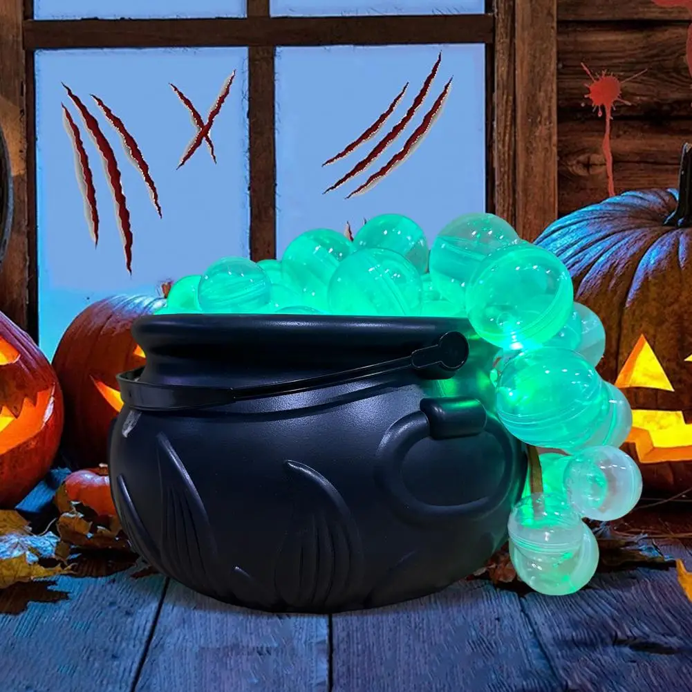 Table Centerpiece for Halloween Spooky Halloween Witch Cauldron Decorations Set for Home Party Diy Bubbling Black Plastic Bowl