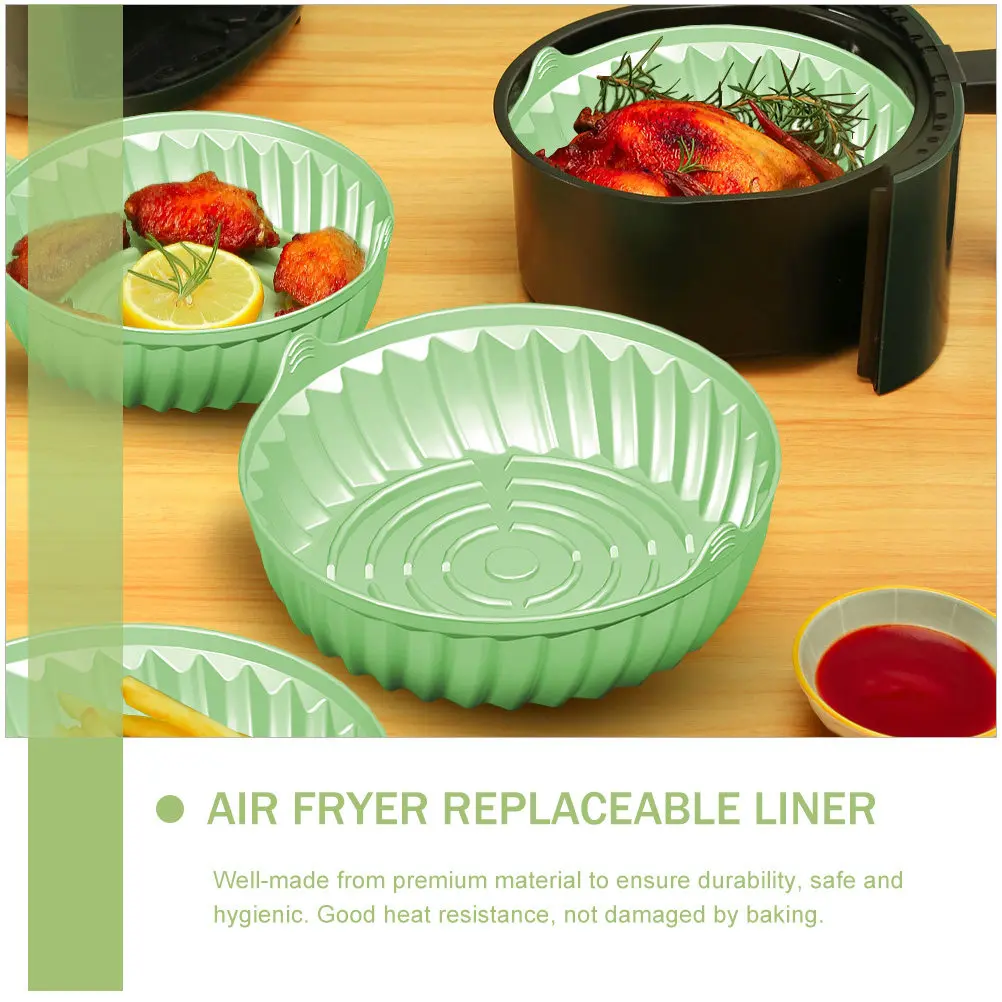 Round Silicone Air Fryer Baking Pan Non-Stick Pot Reusable Liner Mat Dishwasher Safe Air Fryer Tray Kitchen Supplies