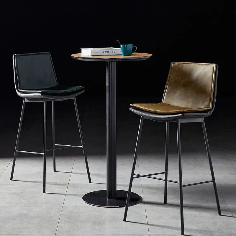 

High Quality Luxury Bar Stool Nordic Style Metal Back Stylish Party Chairs Black Minimalist Taburetes De Bar Home Furniture