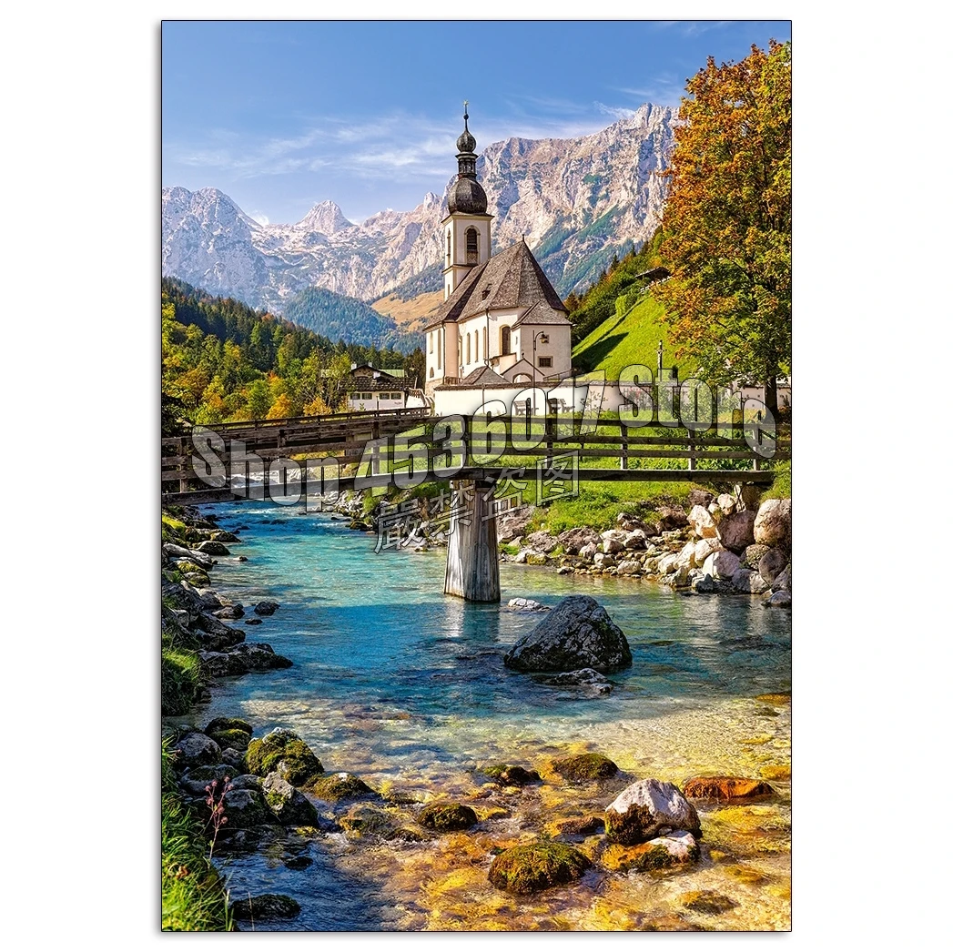 Landscape 5D Diy Diamond Painting Kit Mountain Churches & Temples Diamond Art Embroidery Full Drill Needlework алмазная мозаика