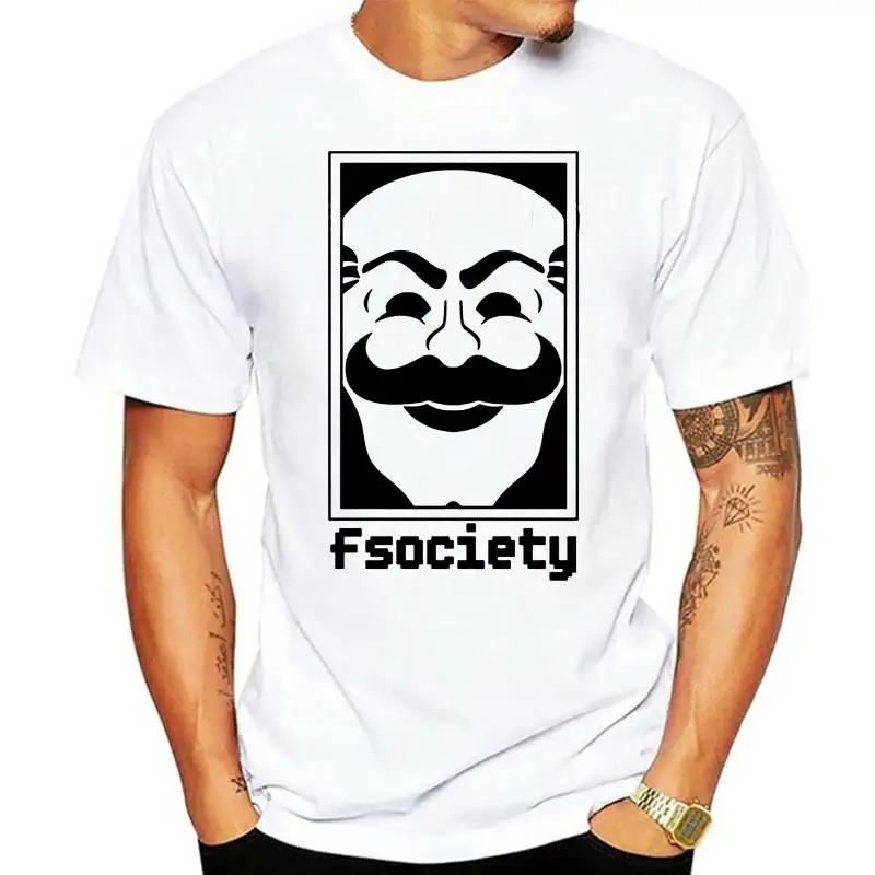 New fashion summer trend MR ROBOT T SHIRT FSOCIETY LOGO Summer Fit Slim Short Sleeve100% Cotton Men's Sportswear T-shirts