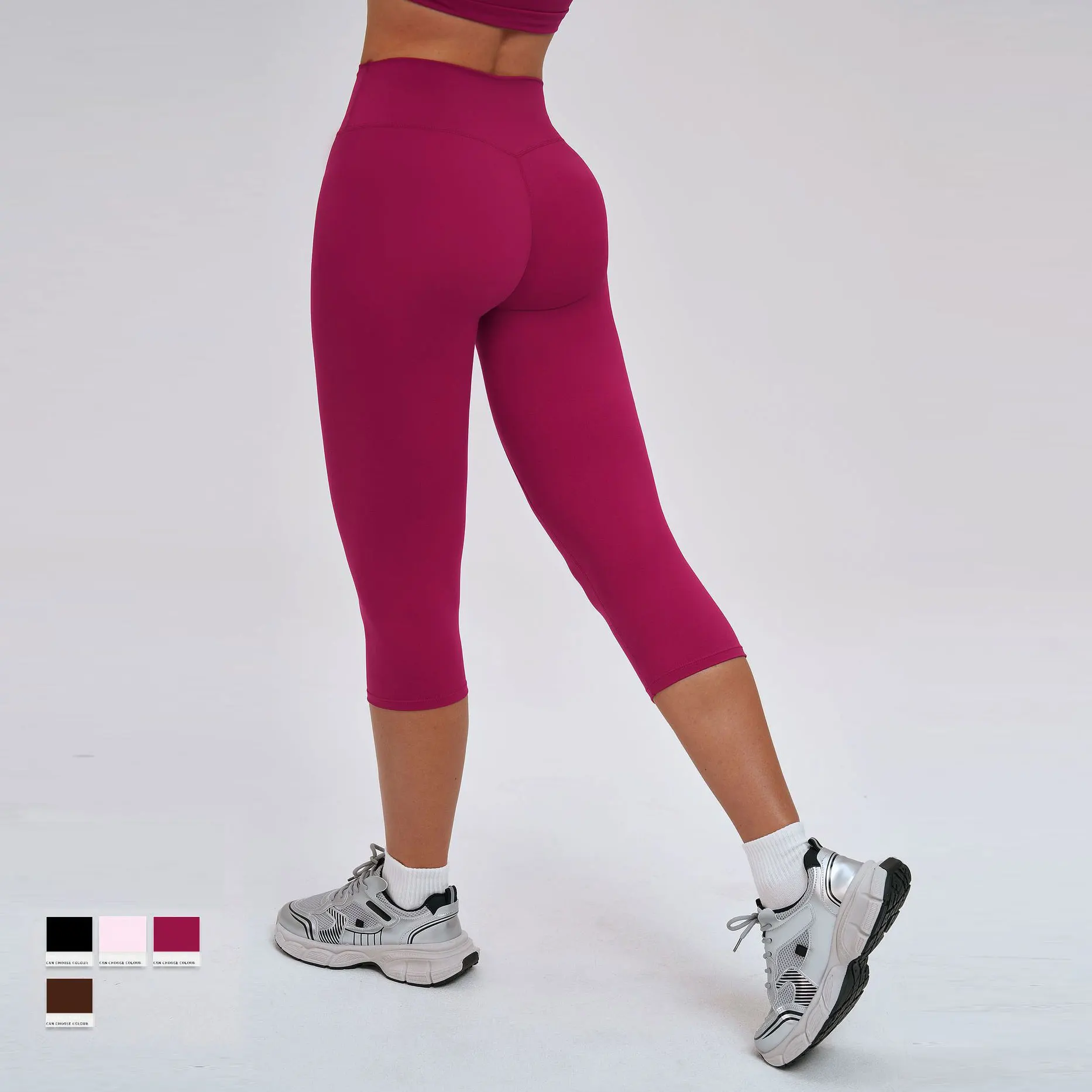 Seventh Yoga Pants for Women Cropped Trousers Yoga Mid-thigh Pants with High Waist Sports Tights Pilates Calf-length Leggings