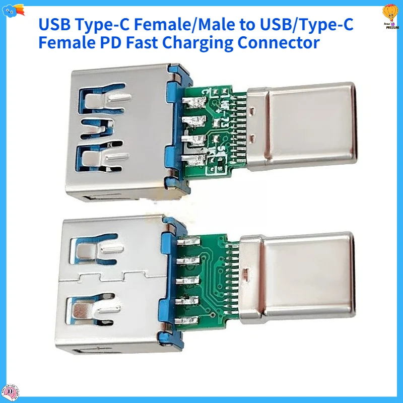 

2PCS USB Type-C Female/Male to USB/Type-C Female PD Fast Charging Connector Adapter Male to Female Converter Cable
