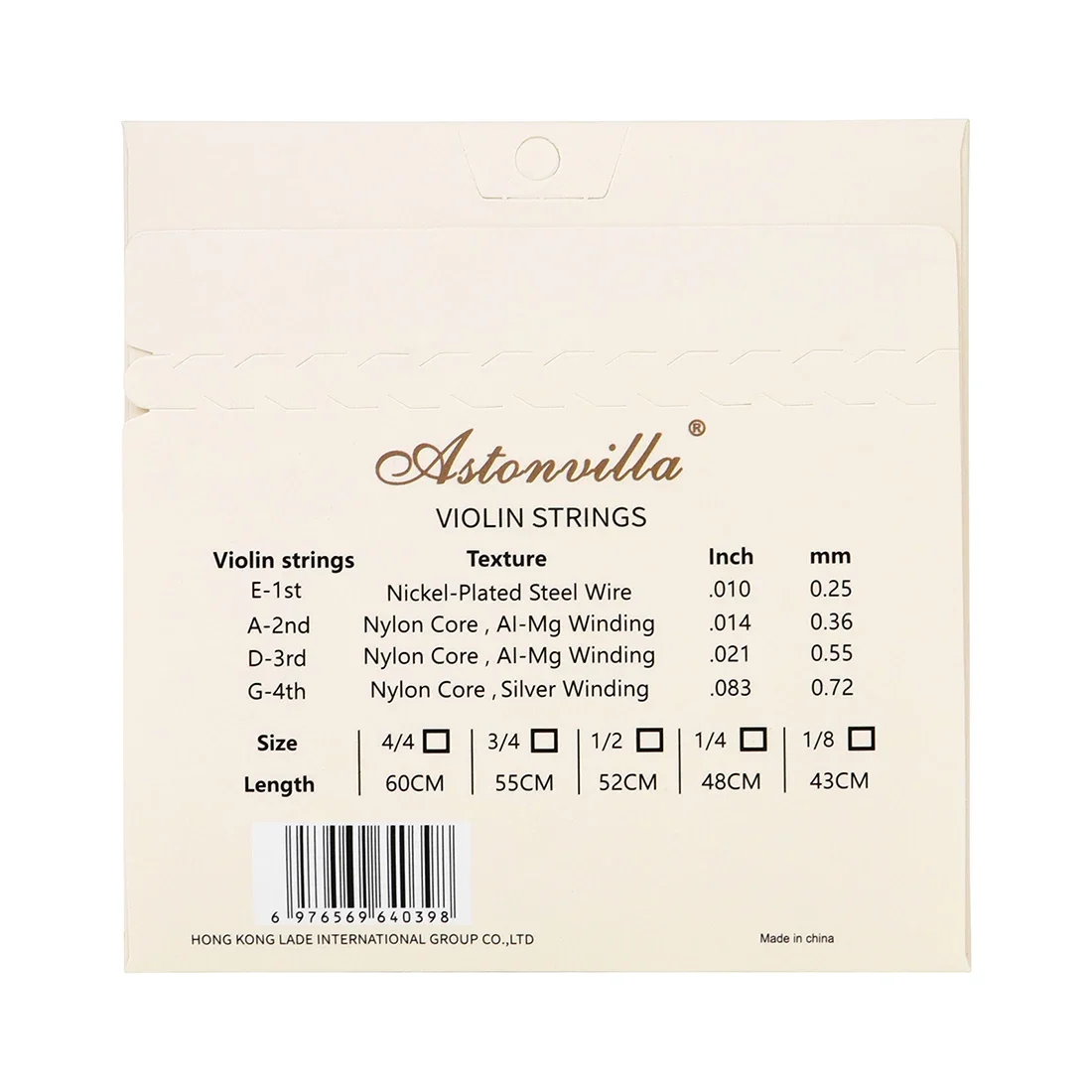 Astonvilla AV33 Violin Strings Stainless Steel Wire Aluminum Magnesium Wound Nickel Plated Violin Strings Violin Parts Accessory