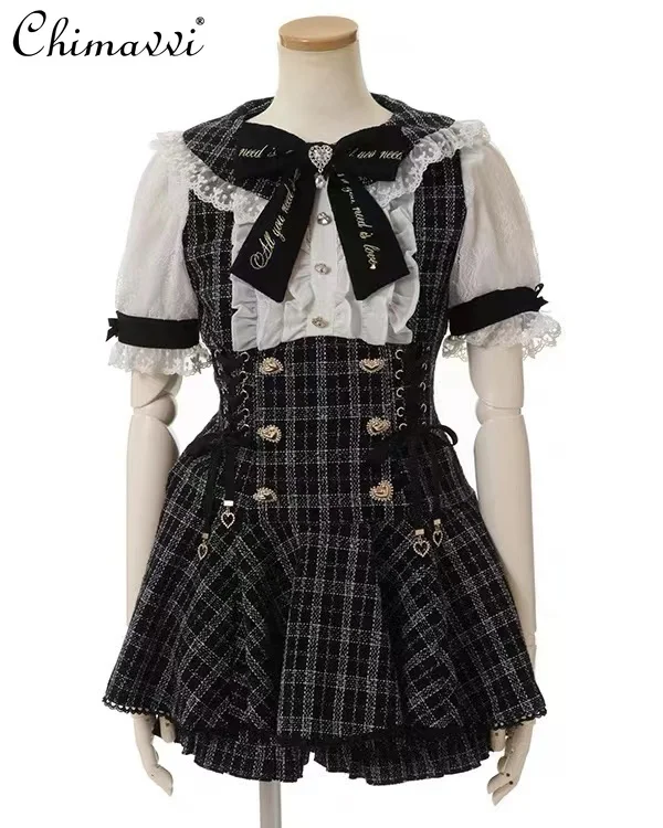 

Japanese Mine Mass-Produced Short-Sleeved Shirt Shorts 2024 Spring and Summer New Kawaii Lolita Dresses Sets Two-Piece Outfits