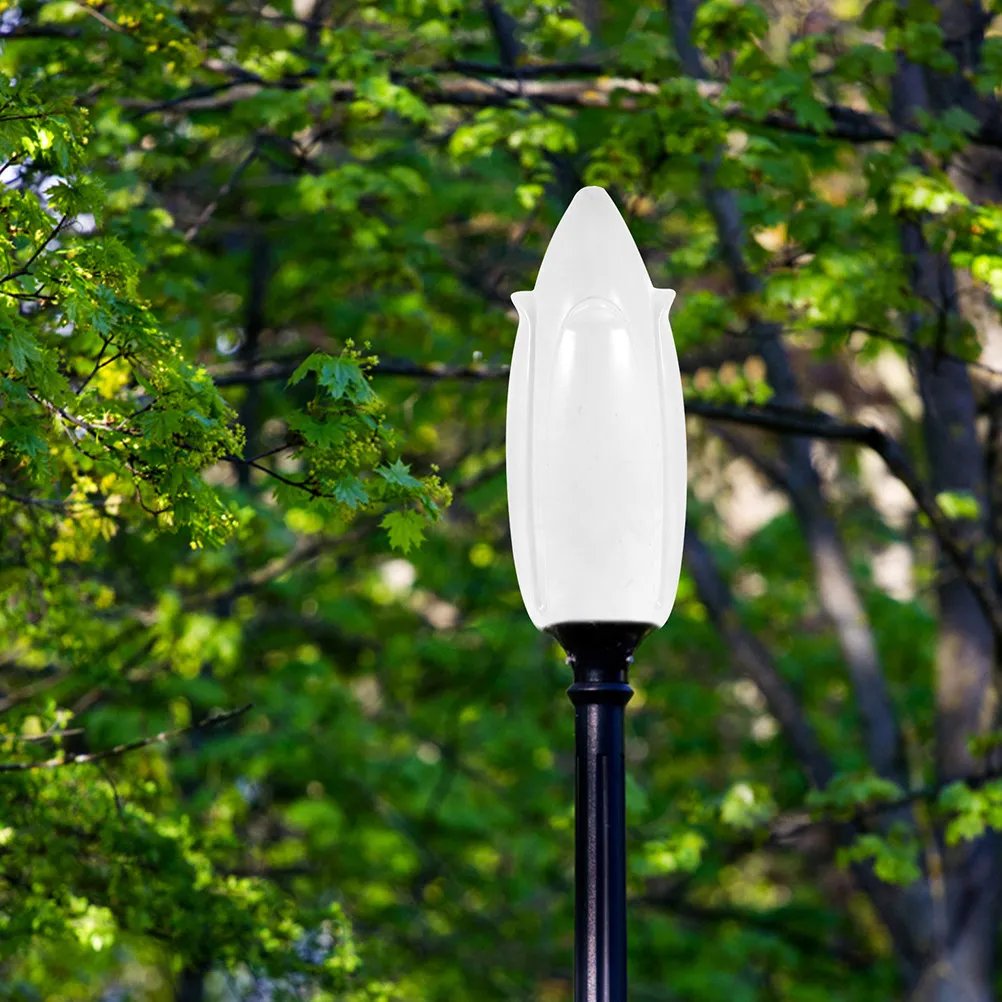 

2Pcs White Acrylic Lamp Shades Unique Post Design Outdoor Light Covers for Garden Pathway and Stylish Glass Lamp Shade