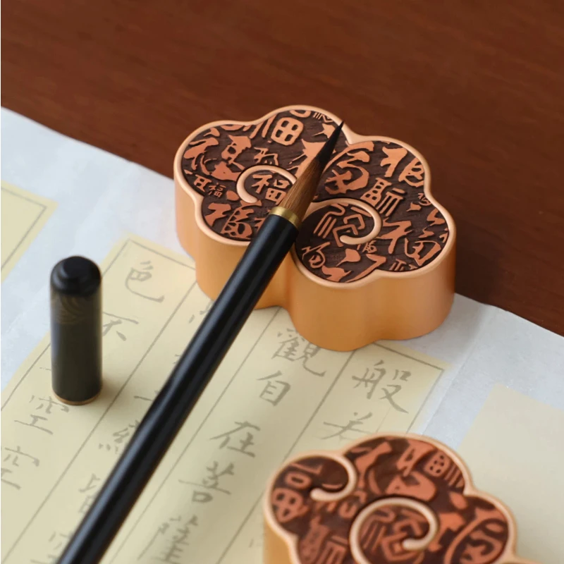 Multifunction Brass Paperweight Brush Rest Chinese Calligraphy Paper Press Metal Paperweight Ink Painting Writing Art Supplies