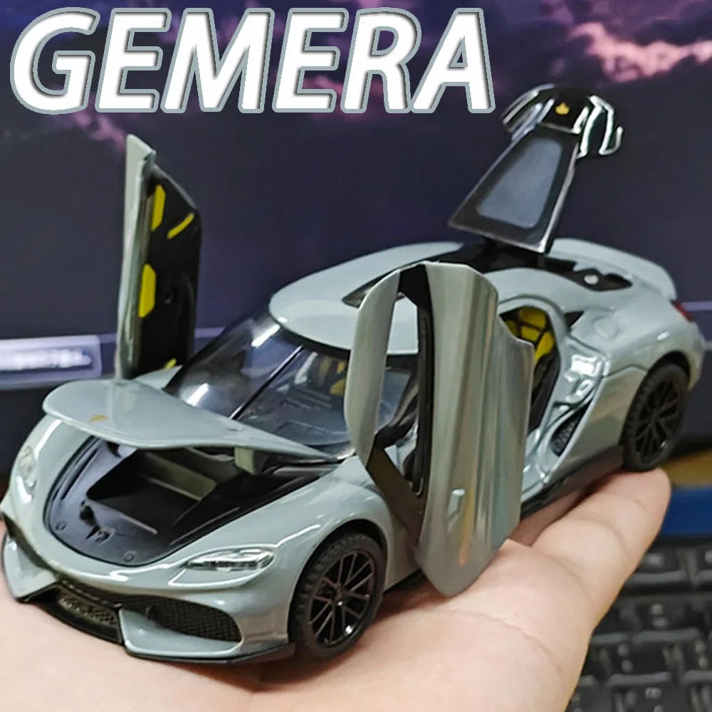 1:32 Scale KNSG Gemera Miniature Model Car Toys Alloy Diecast Sports Cars 4 Doors Opened Pull Back Ornament Vehicles Boys' Gifts