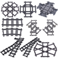 City Trains Left and Right Points Flexible Switch Railway Crossing Tracks Rails Forked Straight Curved Building Block Bricks Toy