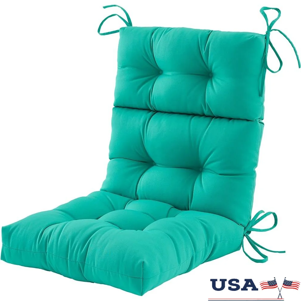 

Water Resistant High Back Chair Cushion Plush Tufted Replacement Seat Cushion with Ties Outdoor Patio Adirondack and Rocking