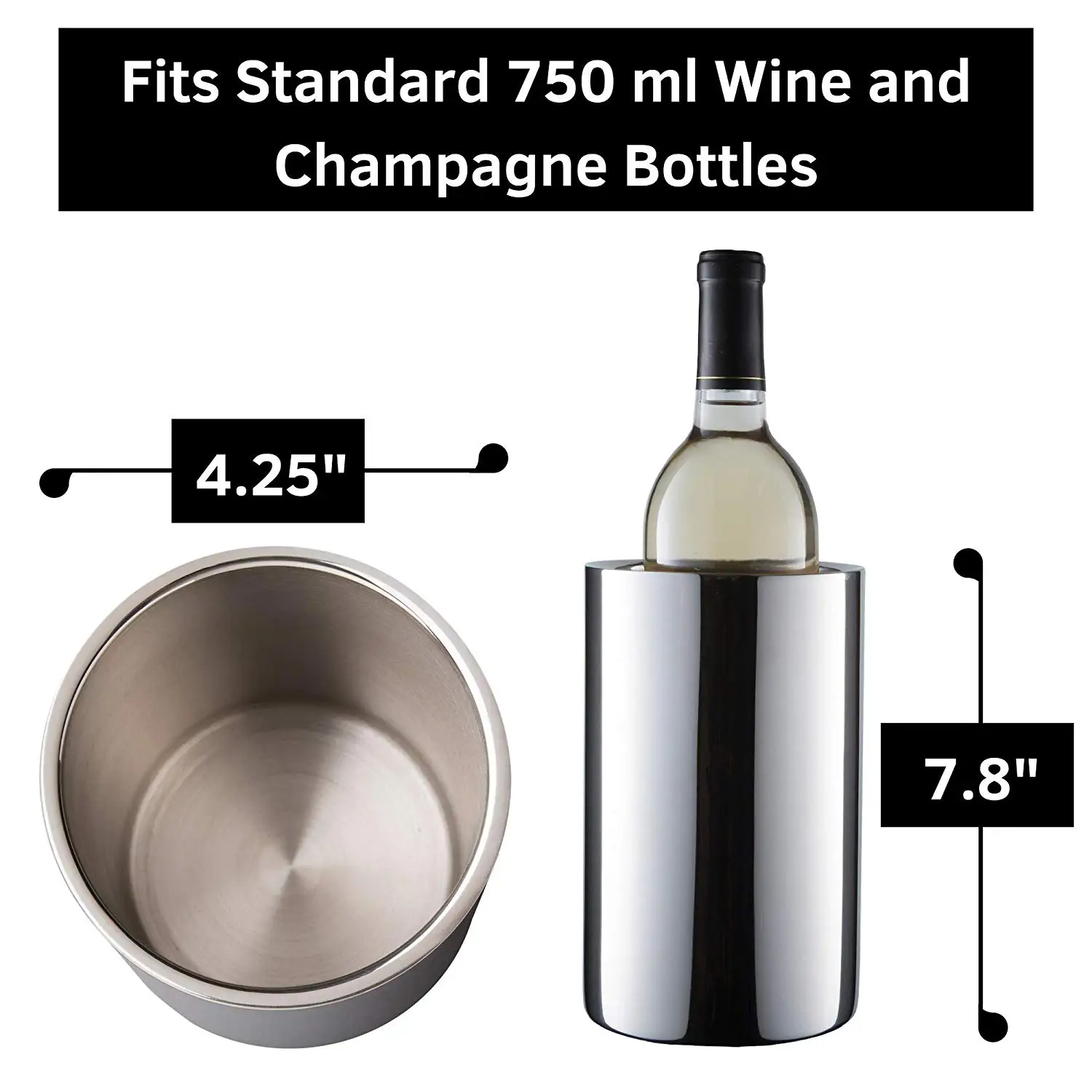 Insulated Wine Cooler Bucket With Wine Aerator - Fits 750Ml Wine Bottles Keeps Wine Cold For Hours | Sweat-Free Stainless Ste