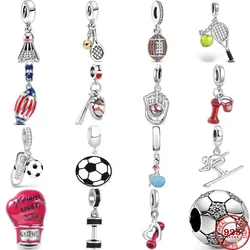 New 925 Sterling Silver Football Rugby Badminton Baseball Pendants Beads Diy Fit Original Pendant Charms Bracelet Women Jewelry