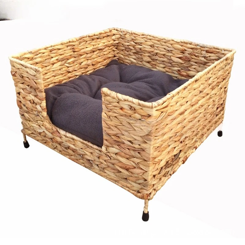 Cat bed cat sofa baby pet nest cushion cat climbing frame removable and washable banana leaf rattan catnest storage kitten