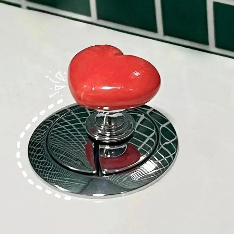 10Pcs Heart-Shaped Toilet Flush Buttons with Nail Protectors - Easy Push Tank Switch, Bathroom Accessories, Home Decoration