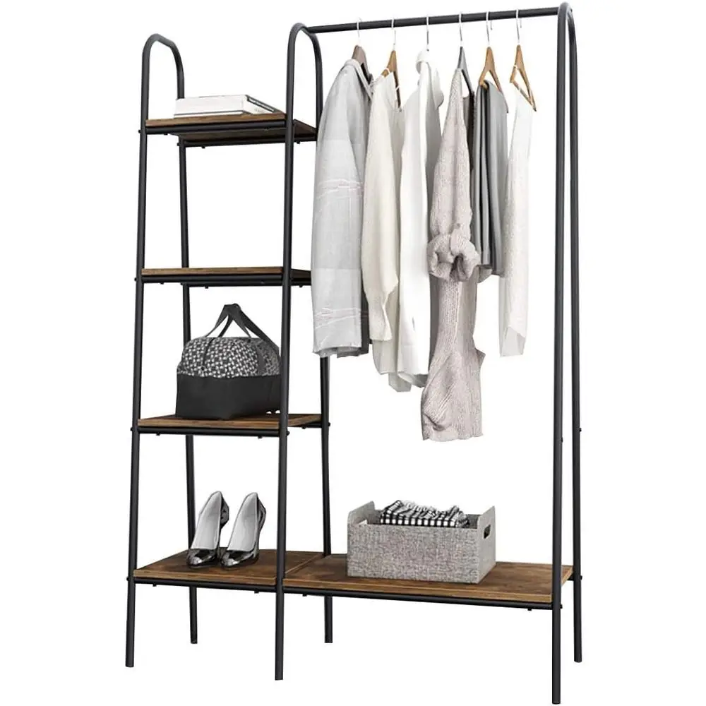 5-Tier Hanging Garment Rack, Black | Compact Storage Organizer for Clothes, Ideal for Small Spaces and Entryways