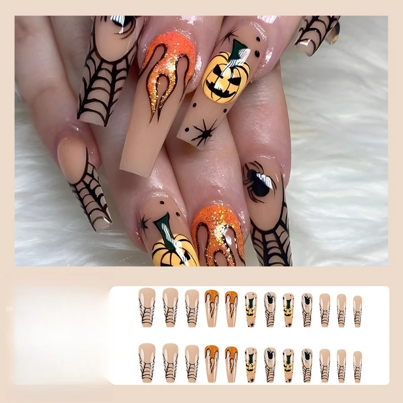 

European and American Spice Girls Trapezoidal Nail Spider Web Nail Pieces Wear Nail Art