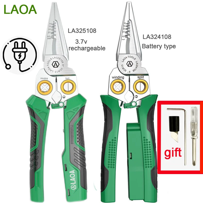 

Многофункциональный тестер литиевых батарей LAOA, резка, зачистка, обжимные клещи, тестер 8-в-1, клещи для электрика
