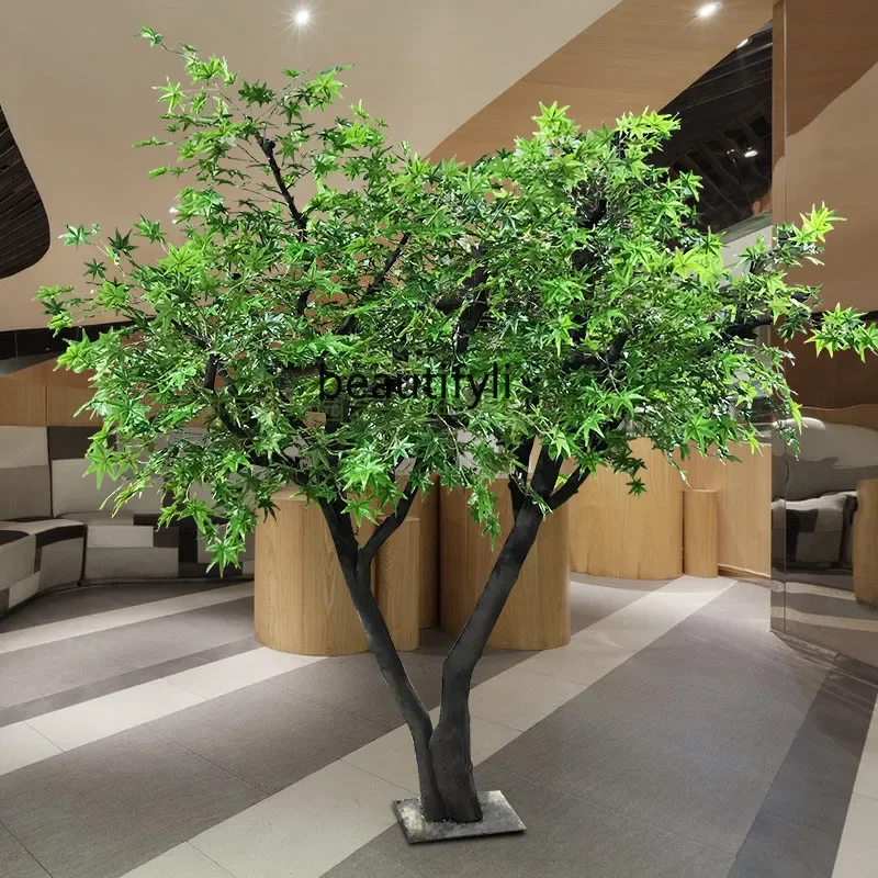 newSimulation Red Maple Simulation Banyan Tree Large Plant Living Room Dead Tree Decorative Treess 7304