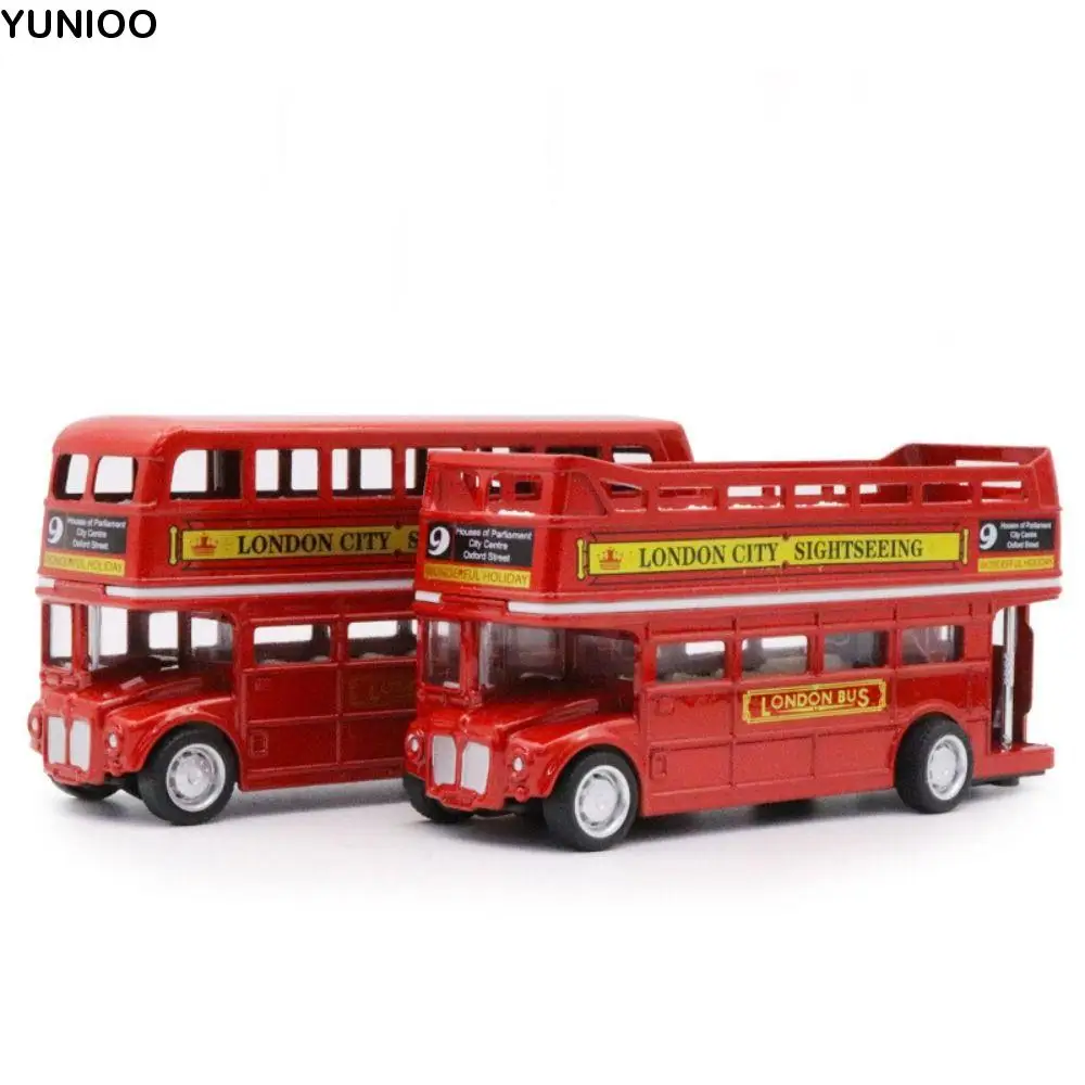

Car Decor Double Decker Bus Car Model British Europe Simulation Travel Bus Model 1:64 Vintage Pull Back Vehicle Children Gift