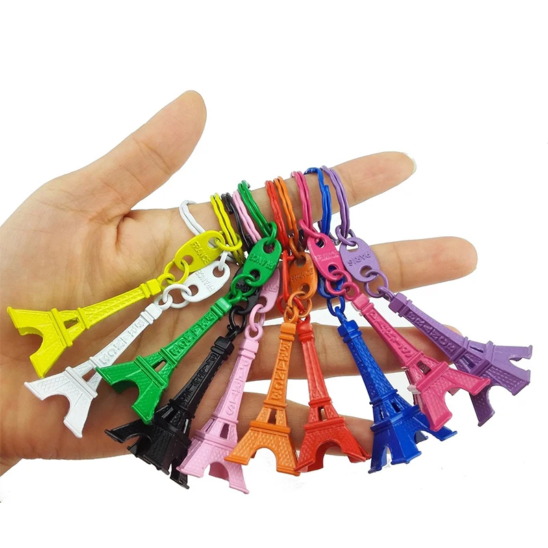 150pcs Paris Eiffel Tower Keychain Mini Eiffel Tower Candy Color Keyring Store Advertising Promotion Service Equipment