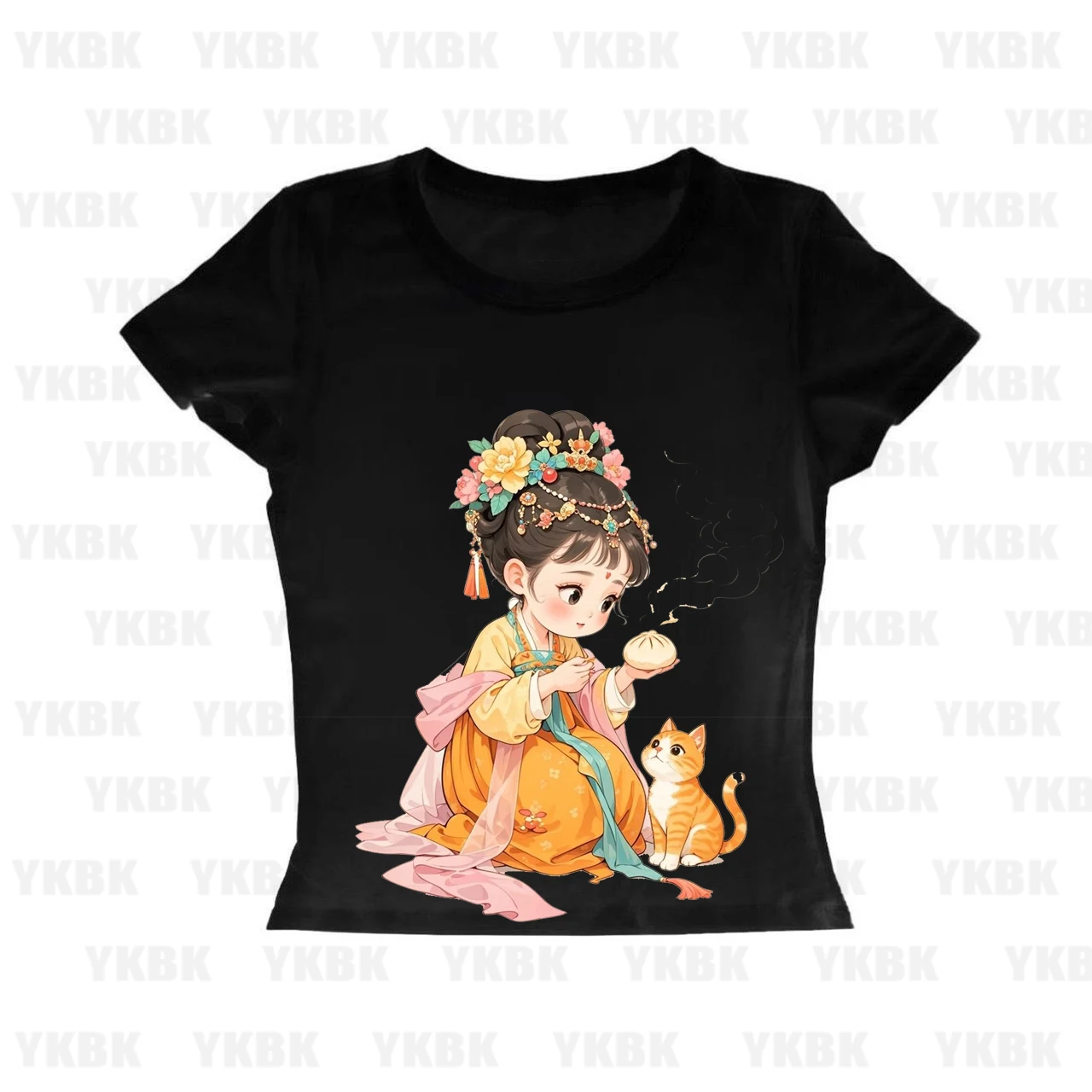 Chinese women clothing Summer Short Sleeve Cute Cartoon Tops Loose Anime Print Subculture T Shirts Harajuku New Kawaii  Tees