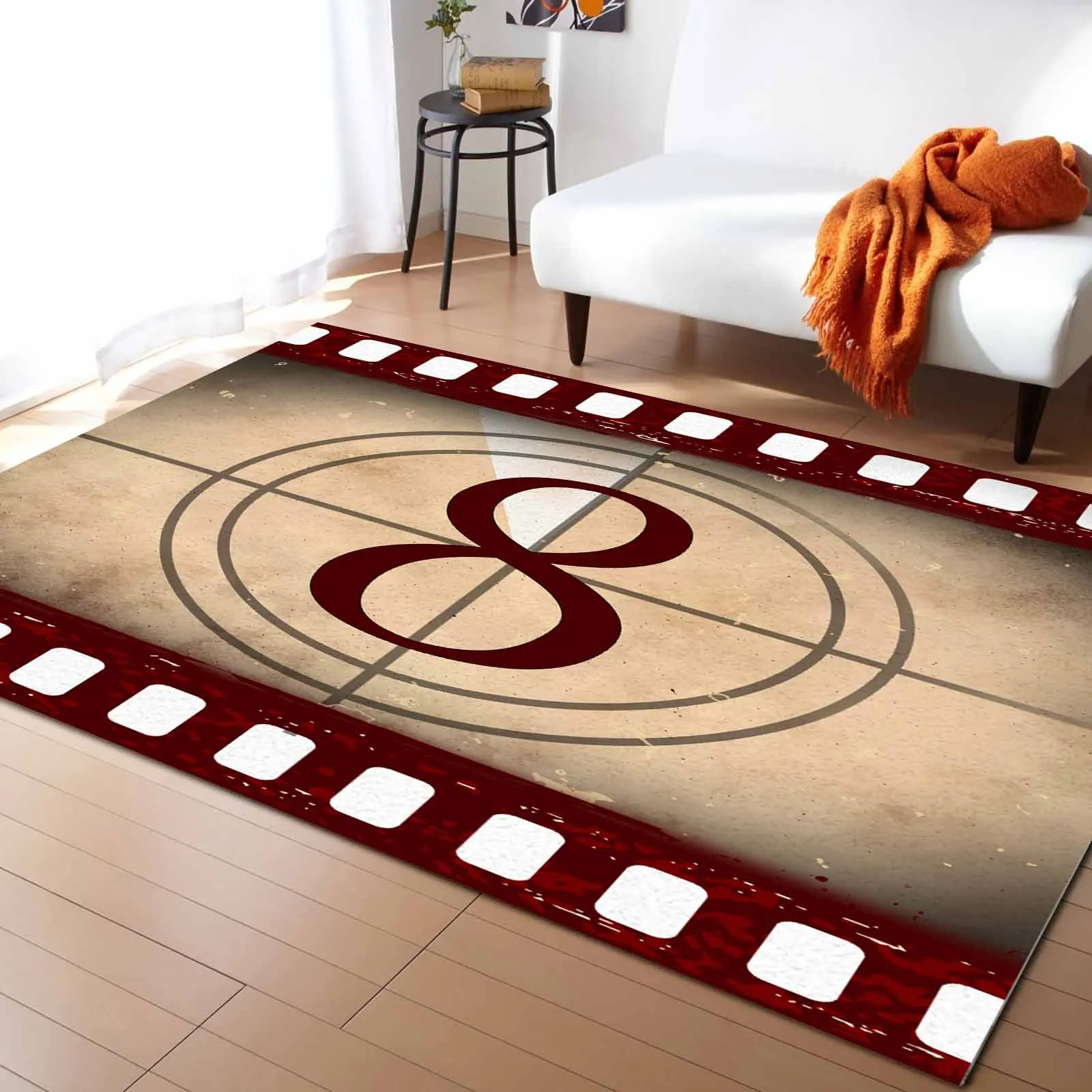 Retro Digital Movie Film Outdated Living Room Floor Mat Children's Bedroom Bedside Carpet Kitchen Door