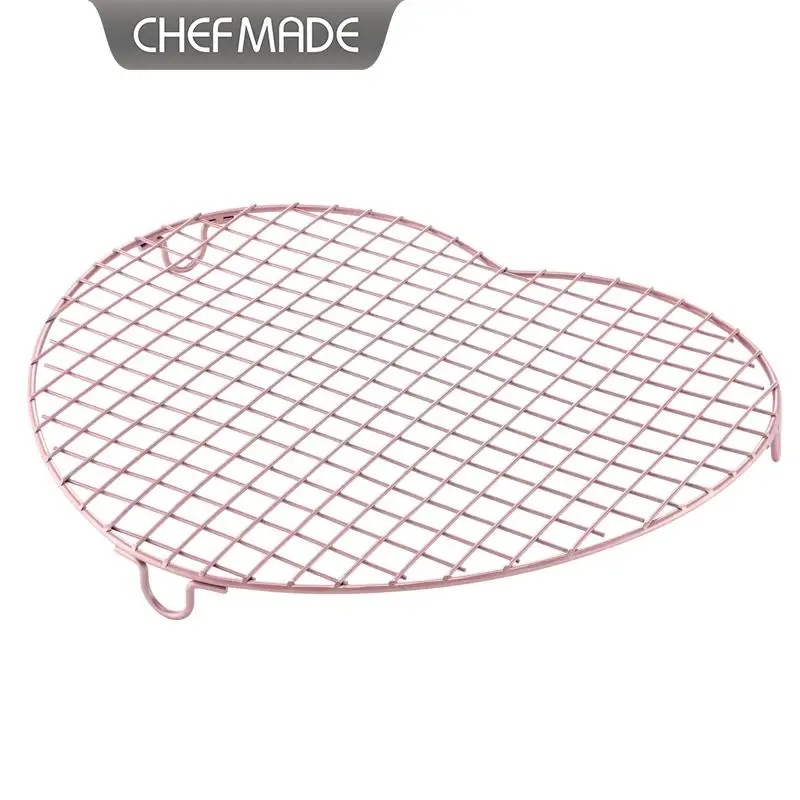17“ Non-stick Heart Cooling Rack Rose Gold, CHEFMADE Large Size Cake Bread Mesh Drying Grid for Baking