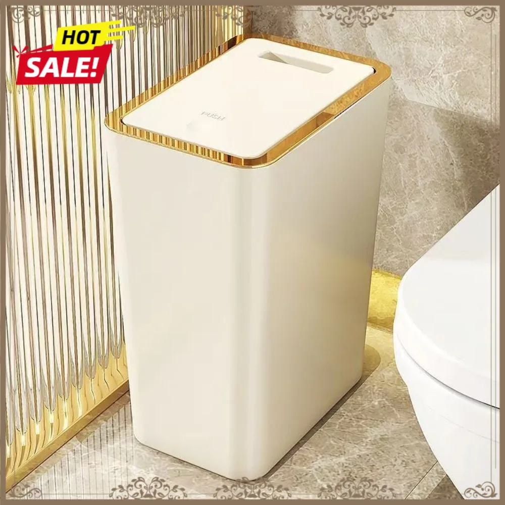 10L Druckknopf-Mülleimer für Haushalt, Küche & Bad, Tierabweisend & Platzsparendes Design, Geruchsresistent, Langlebiger Kunststoffbehälter