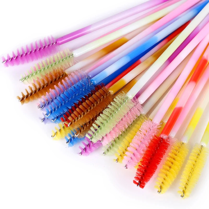 50Pcs Eyelashes Crystal Eyebrow Brush Lash Mascara Brush Lashes Extension Eyebrow Wand MakeupTools Brushes Disposable Soft Head