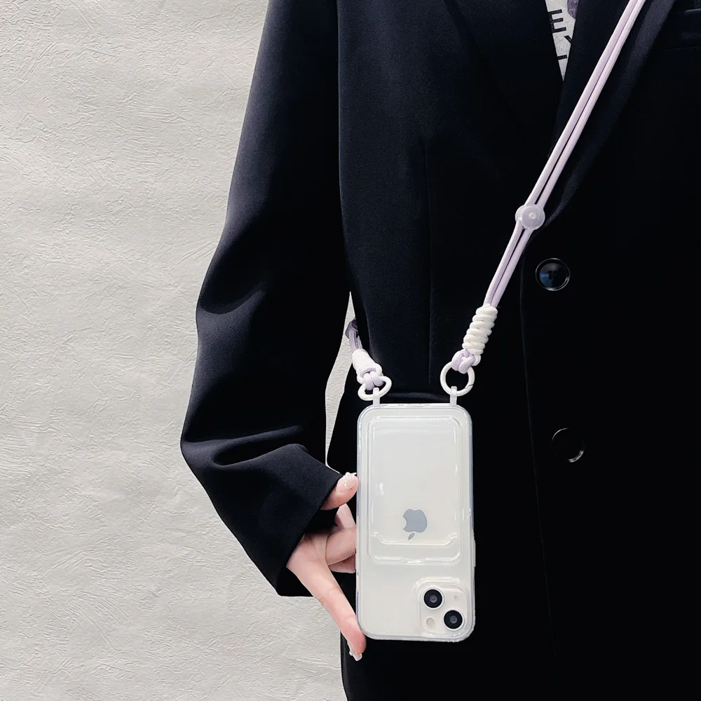 Lanyard Strap Crossbody Phone Case for iPhone 15 11 14 13 12 Pro Max X XR XS Max 15 7 8 Plus 6 6S Card Slot Wallet Cover Funda