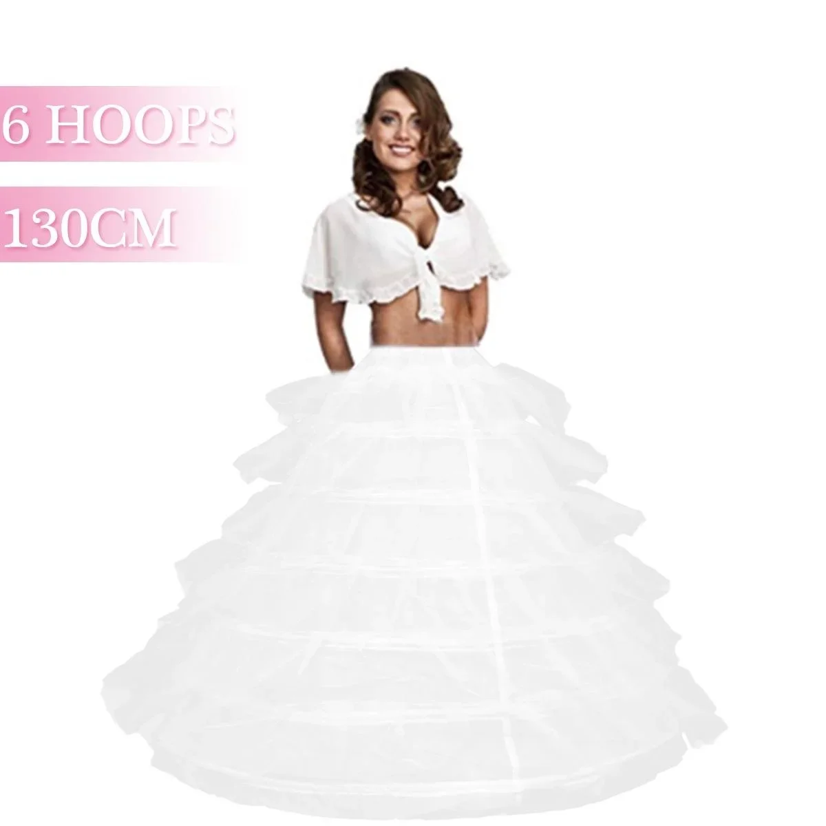 Wedding Petticoat Bridal 6 Hoops Crinoline Prom Underskirt Fancy Skirt