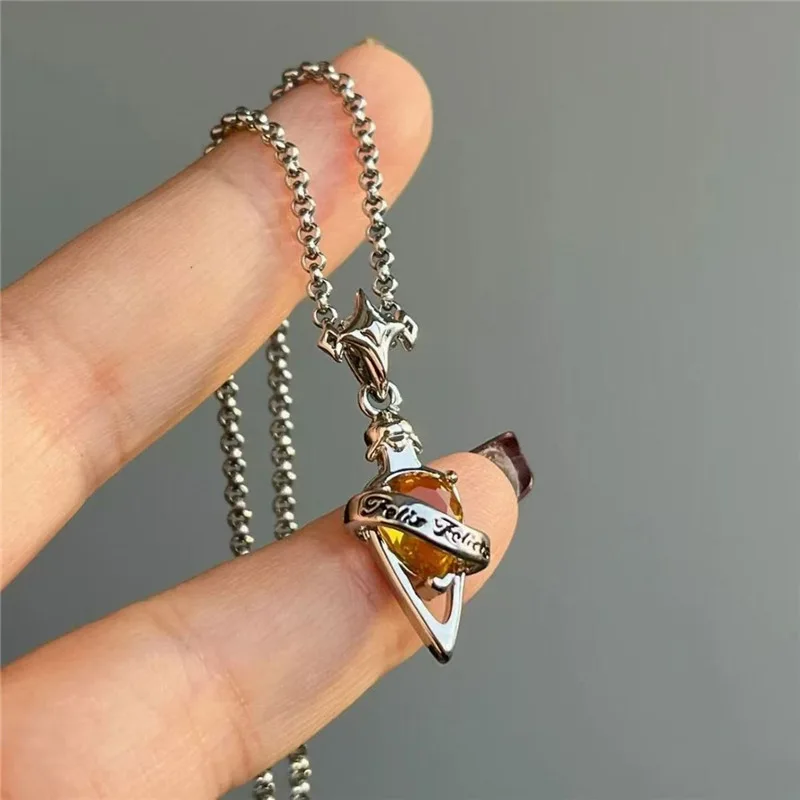 Collana con ciondolo pozione magica fortunata stella a quattro punte in cristallo vintage Y2K Gioielli di moda creativi per coppie di amici